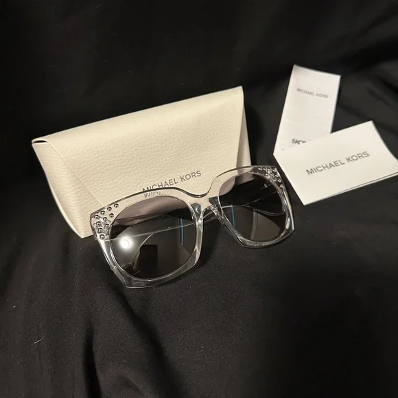 Michael Kors Women's Sunglasses with Crystal Accents - Clear and Silver - Picture 2 of 11